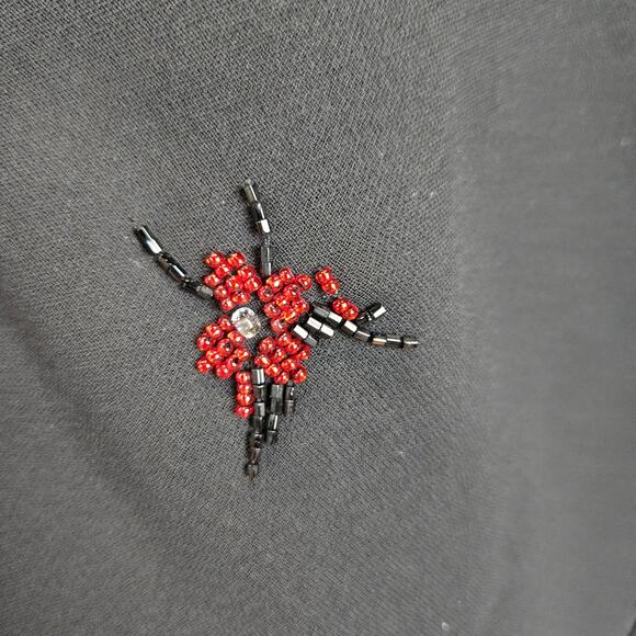 Vintage Evan Picone Sheath Dress Sleeveless Black Floral Beaded Y2K Whimsygoth - Picture 2 of 6